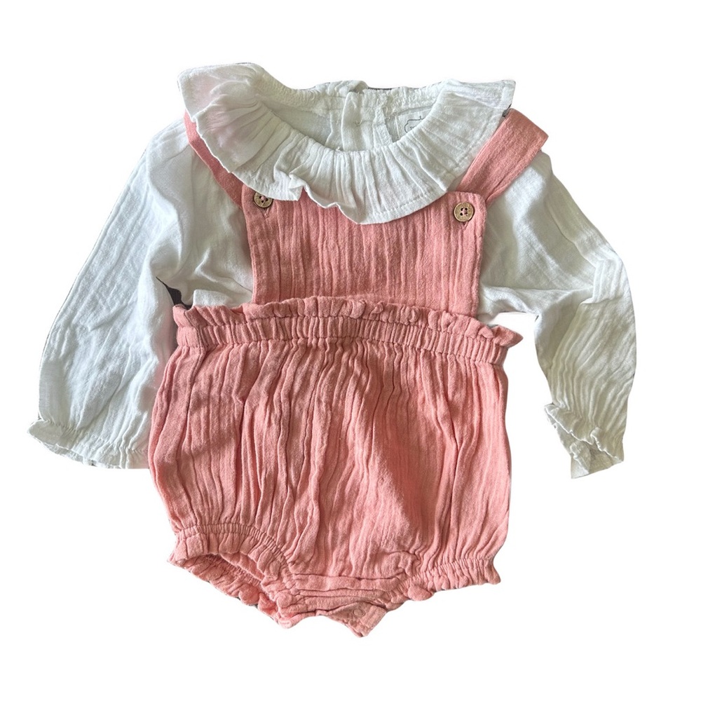 Mud Pie Linen Bubble with Collared Shirt 3-6M